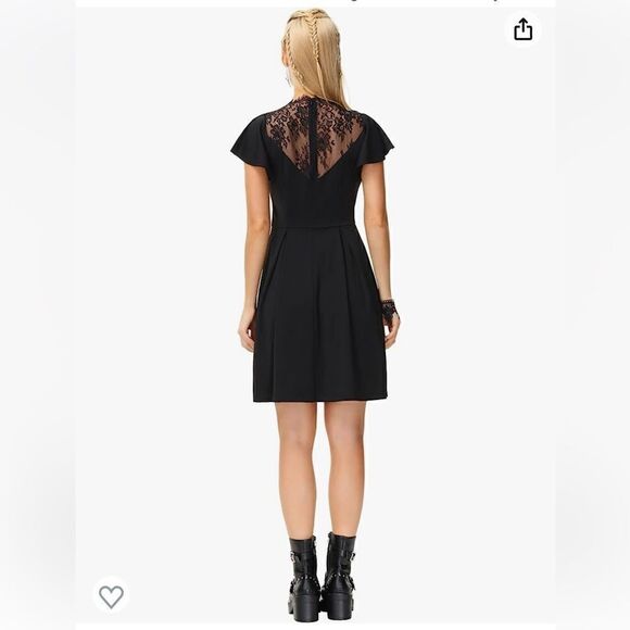 NWT Scarlet Darkness  Gothic Flutter Sleeve Lace Neck A-Line Dress Sz-24W - Picture 5 of 15